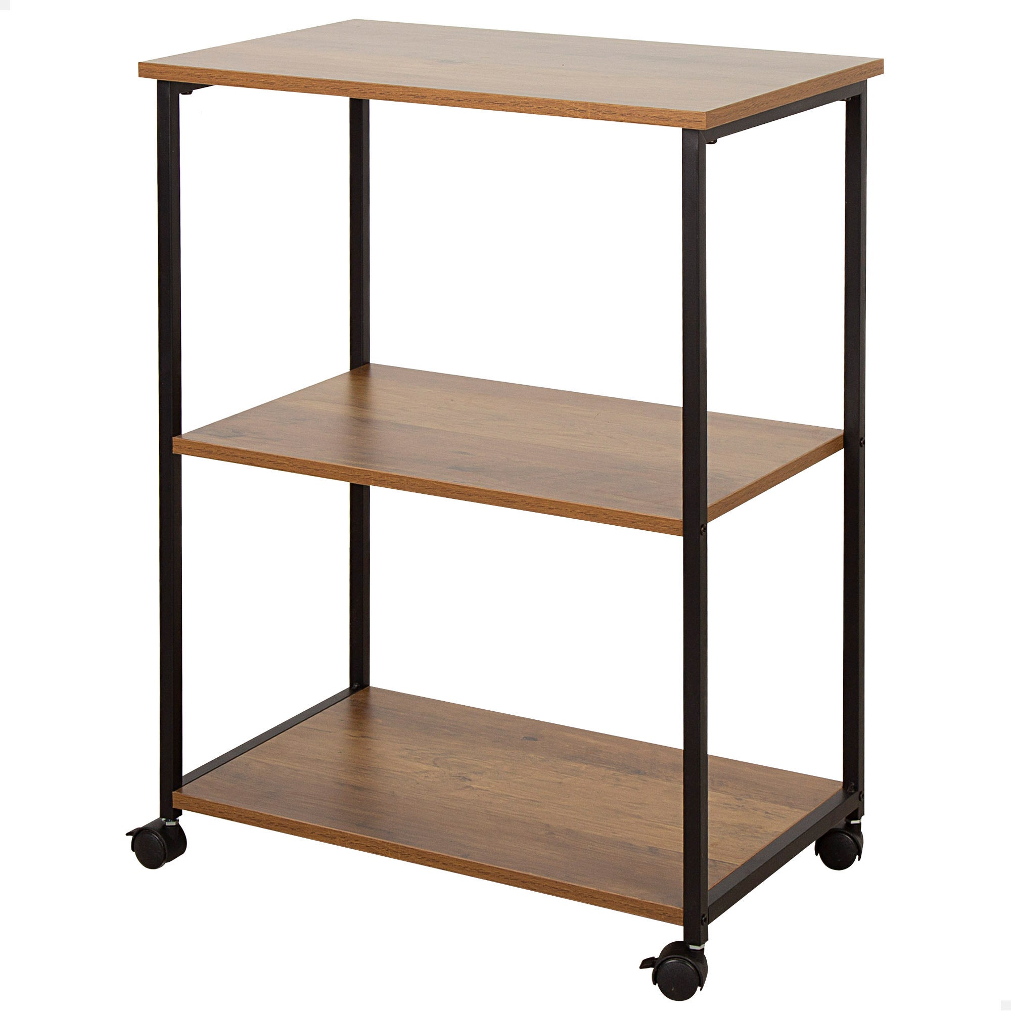 Max home estantería madera con ruedas 3 estantes 48x30x62 cm