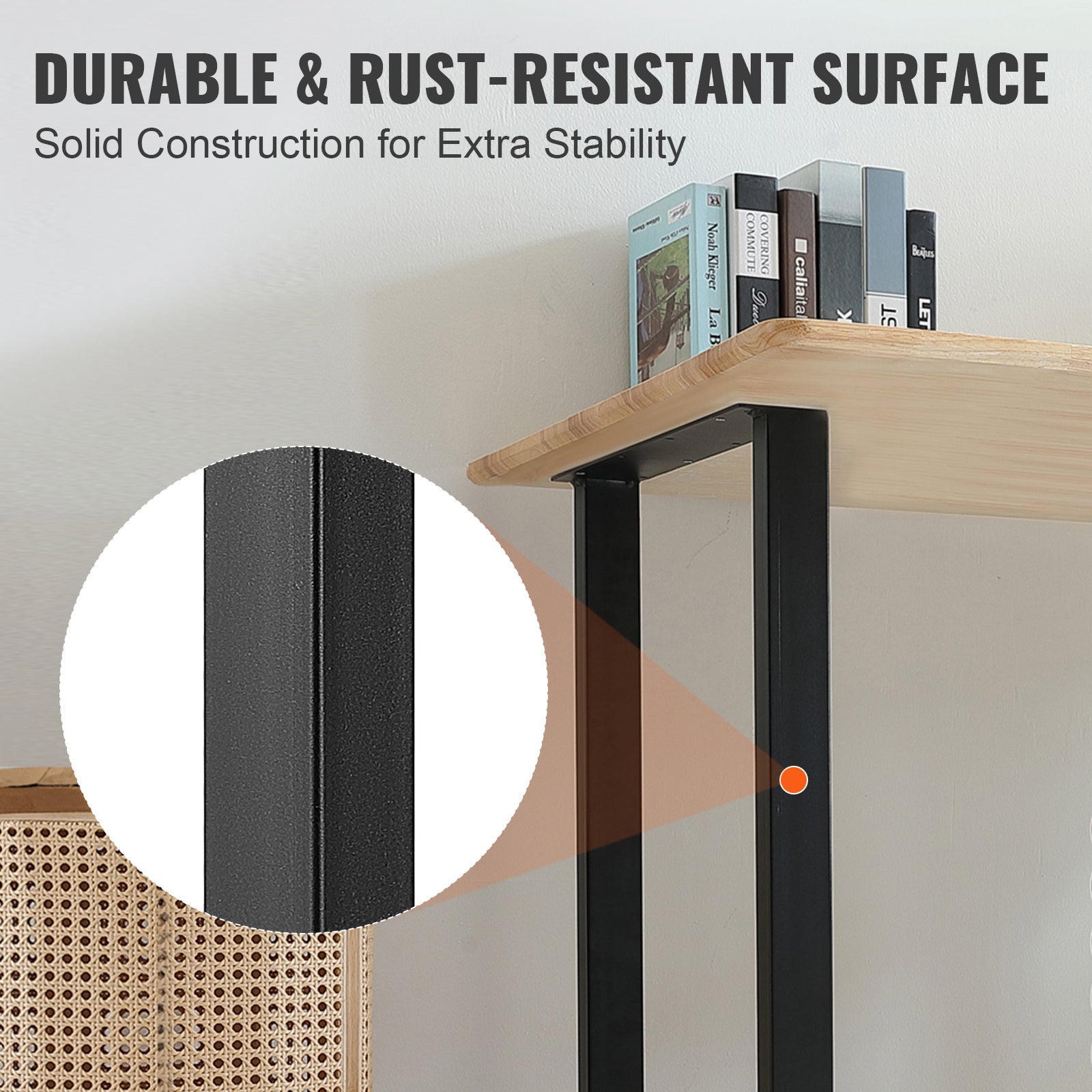 Pieds de Meuble Carrés SucceBuy Réglables 71 cm, Lot de 2 Pieds en Acier Noir, Support jusqu’à 454 kg, pour Table, Bureau ou Console - 6