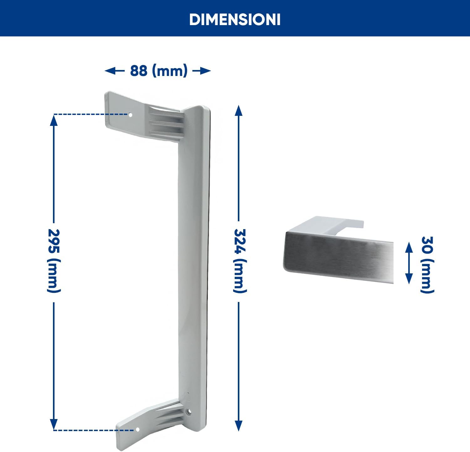Beko TLDA567W TZDA568FW - Maniglia per porta frigorifero e congelatore, colore: Bianco
