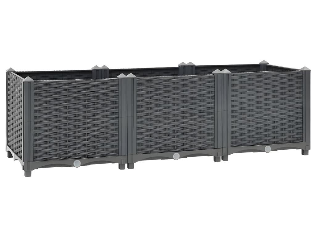 Fioriera rialzata piante fiori giardino 120 x 40 x 38 cm polipropilene grigio scuro 02_0000905 - 6