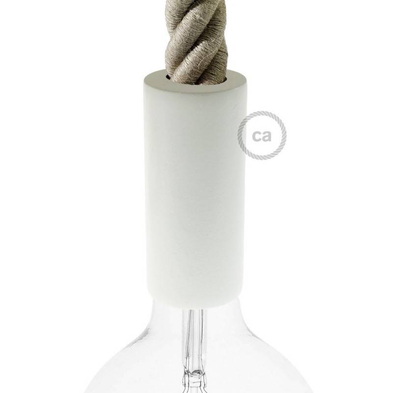 creative cables - Kit portalampada E27 in legno per cordone 3XL (Finitura: Bianco) - 5