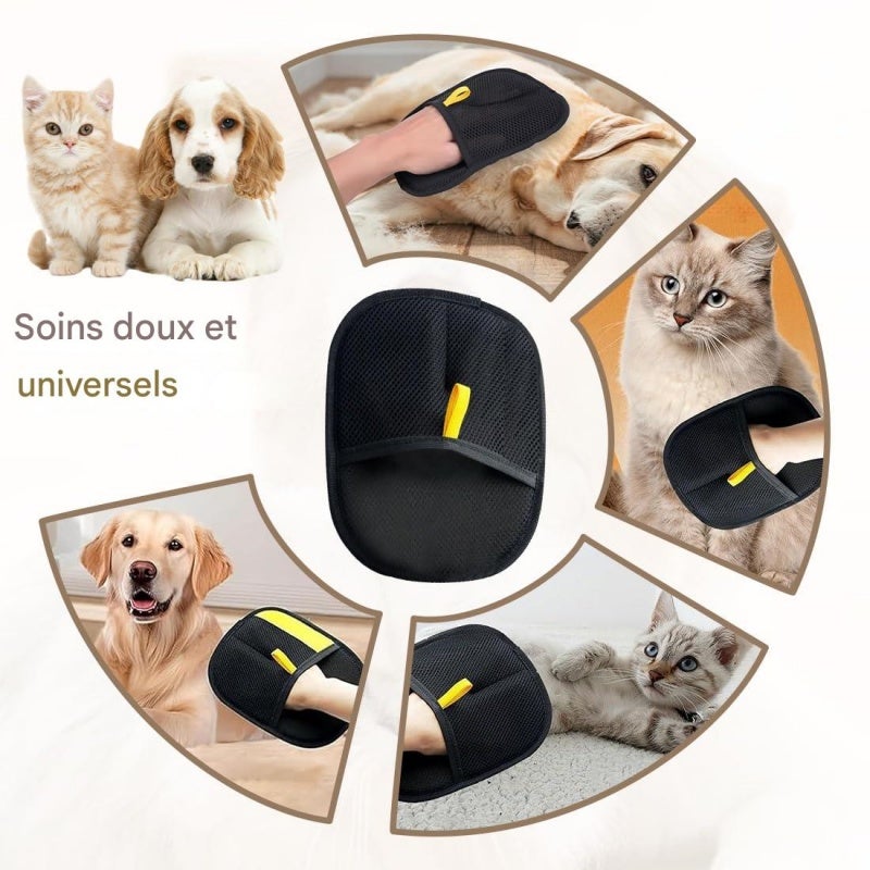 Deux gants antistatiques pour enlever les poils d'animaux. Réutilisables et adaptés aux vêtements, canapés, tapis, etc - 4