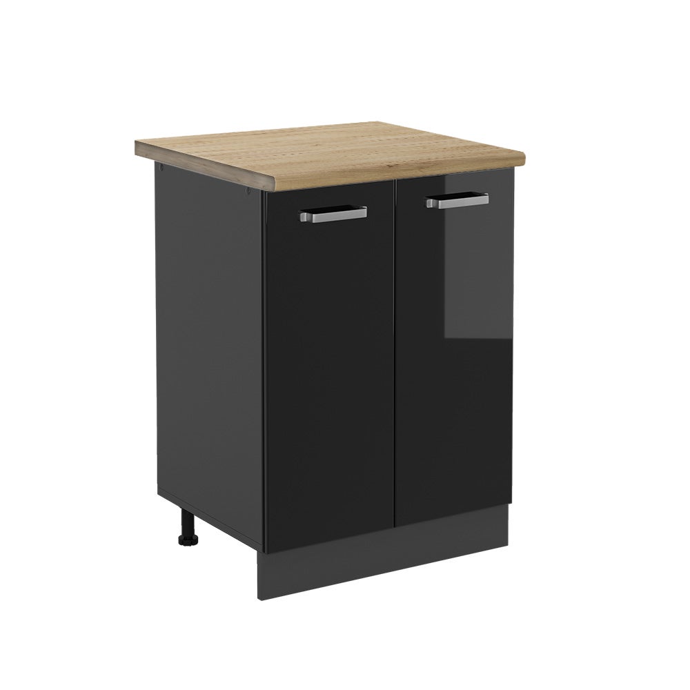 Vicco Szafki kuchenne R-Line, Czarny wysoki połysk, 60 cm , BP Dąb