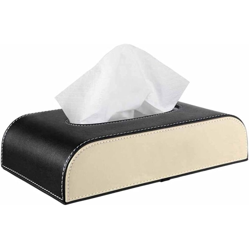 Dozownik chusteczek samochodowych, prostokątne pudełko na chusteczki do samochodu, biura, kuchni, czarno-beżowe