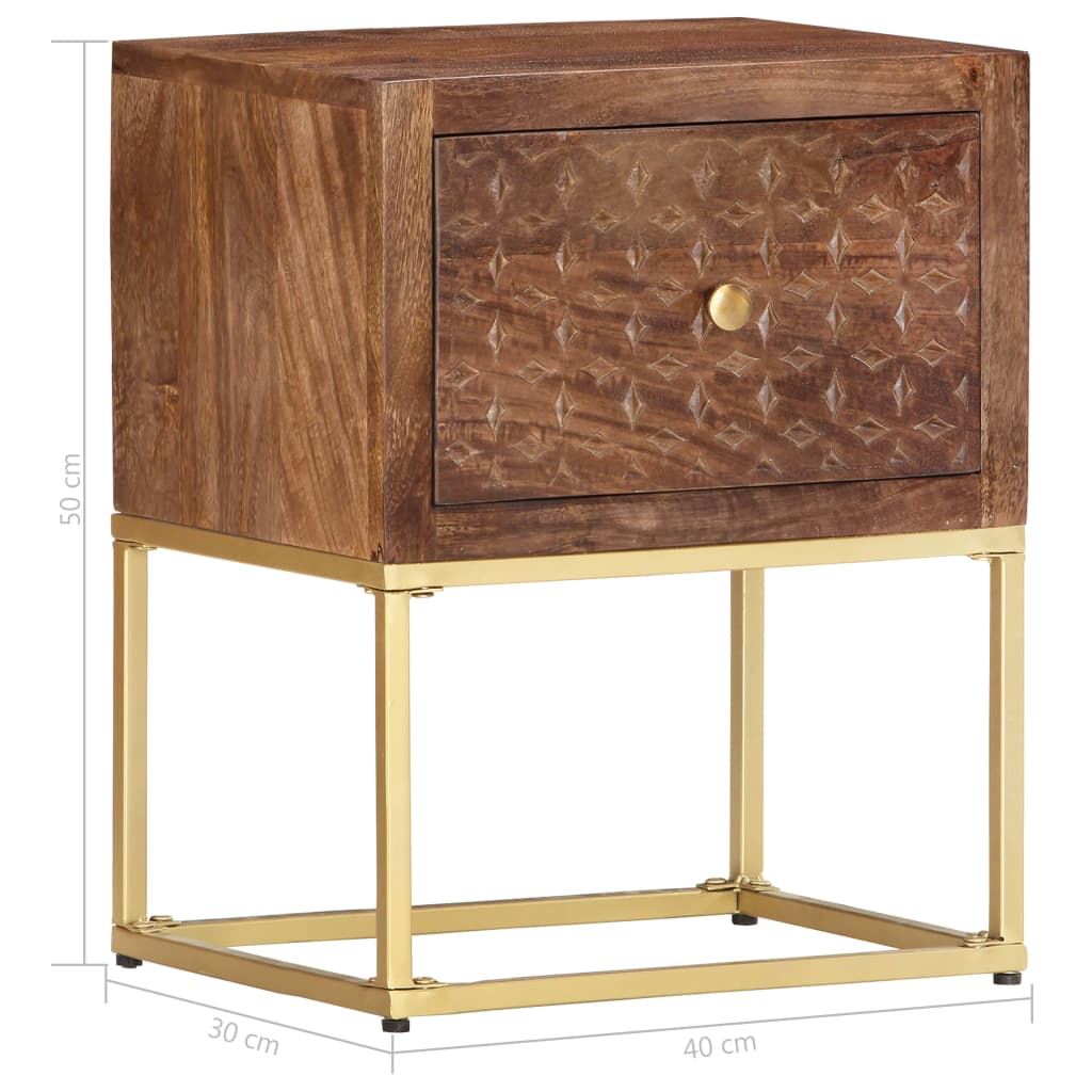 Table de chevet | Table d'appoint | Table de nuit 40 x 30 x 50 cm Bois de manguier massif CFW42416 - 6