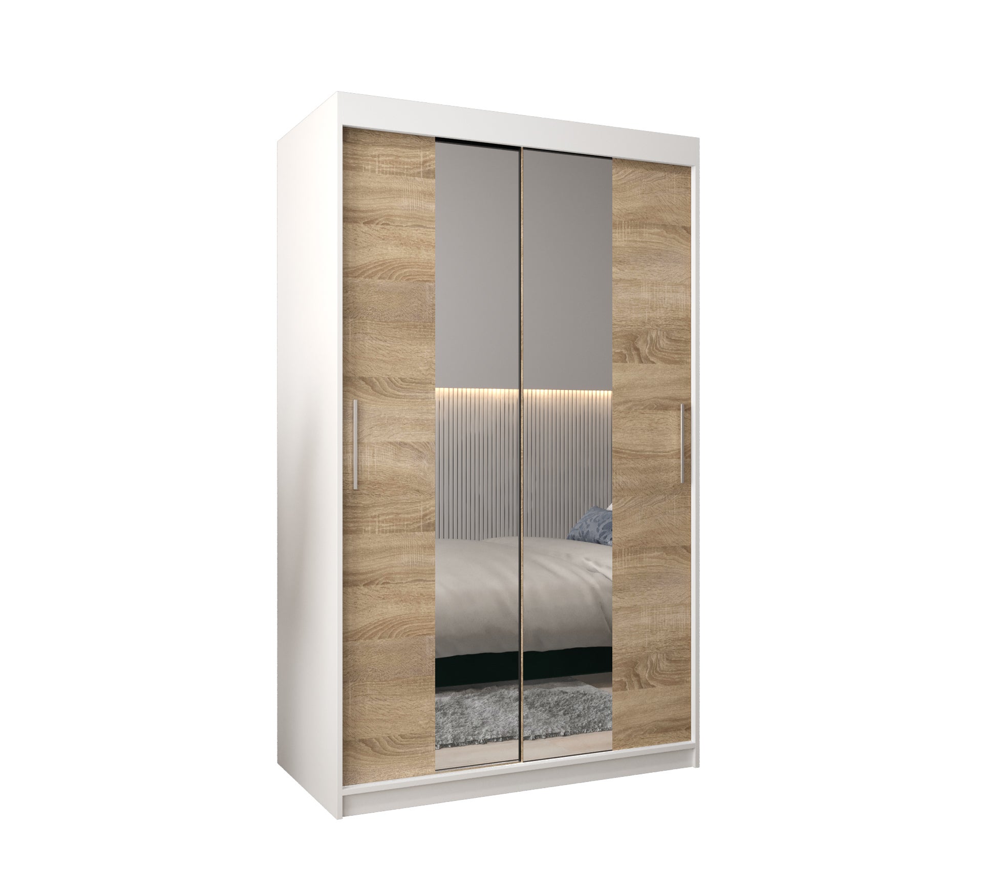 Szafa przesuwna garderoba TOKYO 1 120 x 62 x 200 cm Biały + Sonoma - Abiks Meble