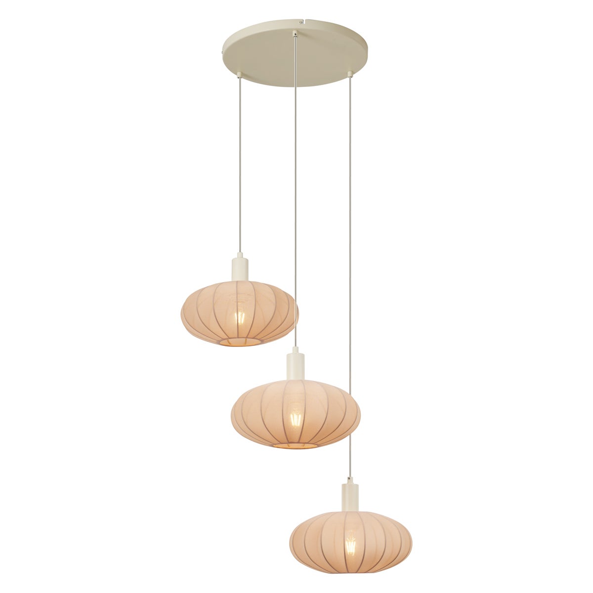 Lampa wisząca Japandi beżowa z materiałowym abażurem 3-źródła światła - Bida