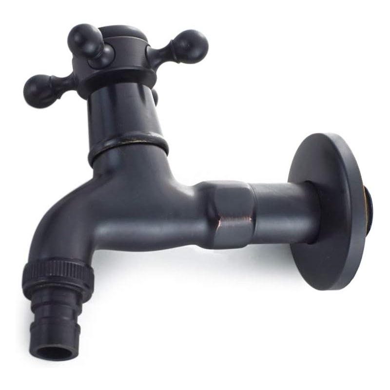 Mosiężny kran do pralki z wylewką G1/2 - Zabytkowy kran ogrodowy z uchwytem krzyżowym (czarny)