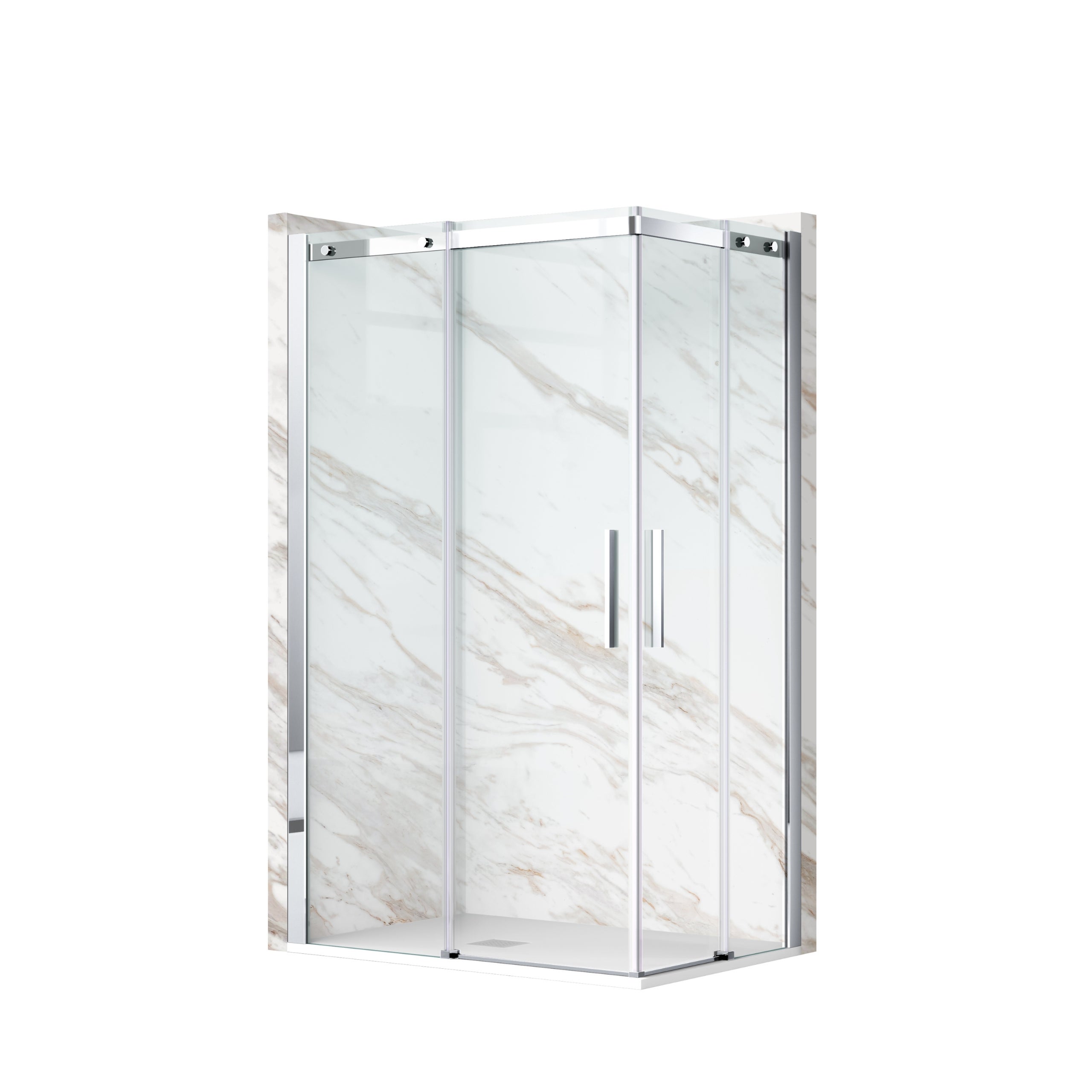 BALNEO Kabina prysznicowa rozsuwana Rio - transparentna chrom 100 x 100 cm szkło hartowane 6 mm Aluminium Hydrofobowa powłoka Easy Clean