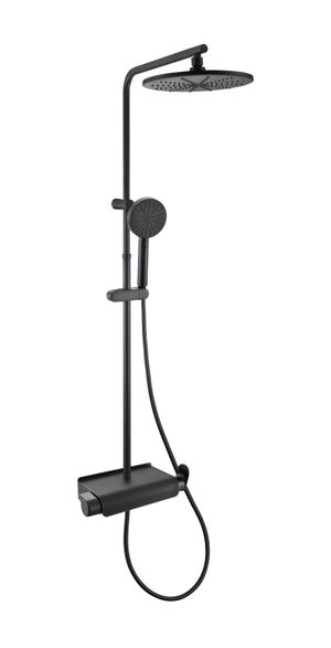 Colonna Doccia Nera Con Miscelatore - Altezza Regolabile 0.9-1.24m, Soffione E Doccetta Quadrata - Foto 5