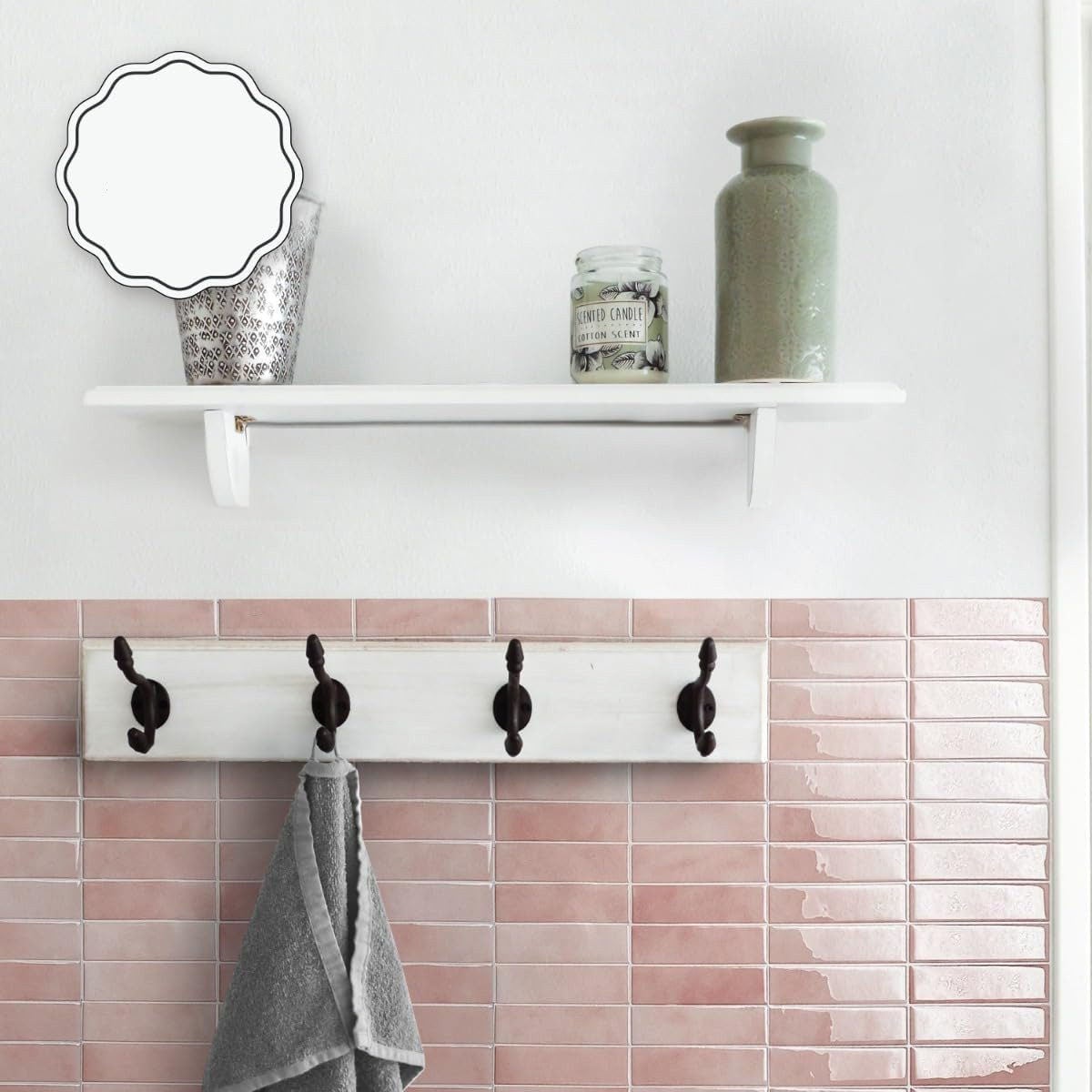 Lot de 10 crédences adhésives pour cuisine, salle de bain, carrelage mural, rose - 5