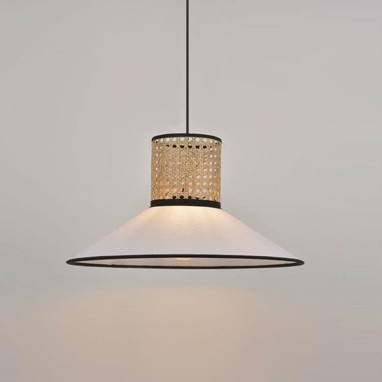 PENNSY-Suspension conique Coton/Cannage Ø44cm - - 2