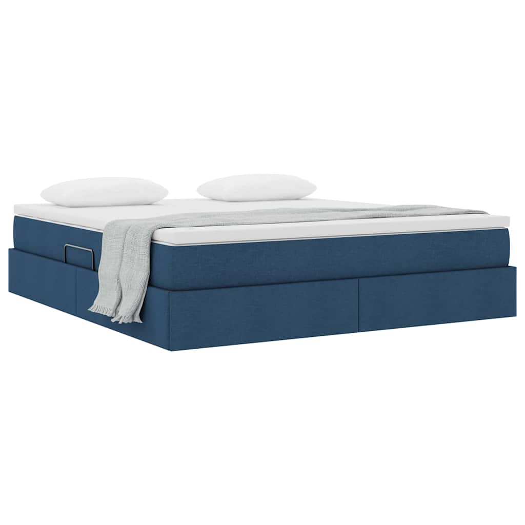 Lit avec rangement et matelas en polyester bleu pour la chambre, 180 × 200 cm - 3