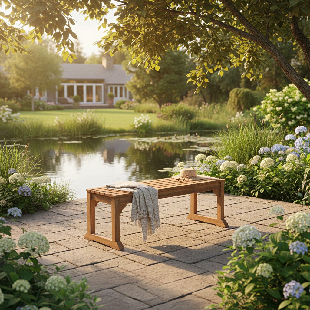 Banc en teck massif Wimbledon 140 cm (sans dossier) - 4
