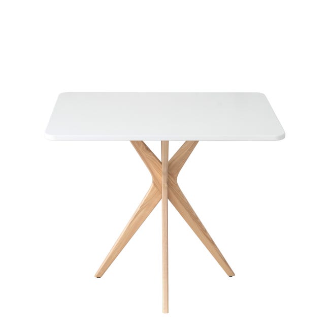 Table à Manger Rectangulaire 160x90x75 Cm - Plateau MDF Motif Travertin Jaune - Pieds En Bois - Pour Salle à Manger Ou Bureau