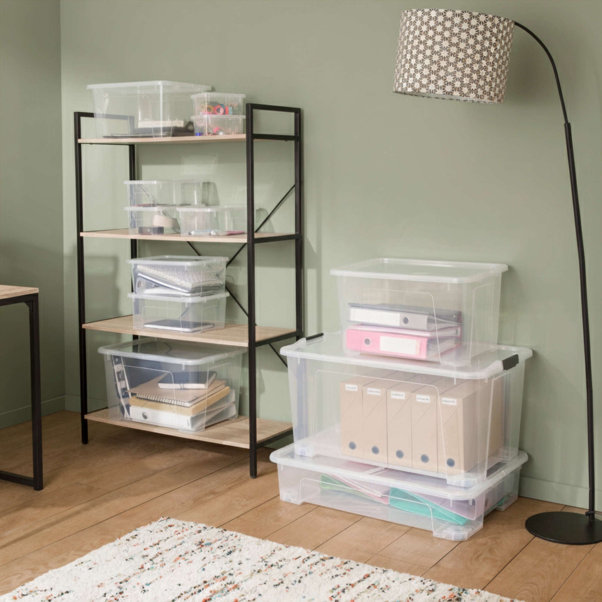 Lot de 2 boîtes de rangement sous le lit à roulettes 50L en plastique transparent avec couvercle VIEW BOX - 8