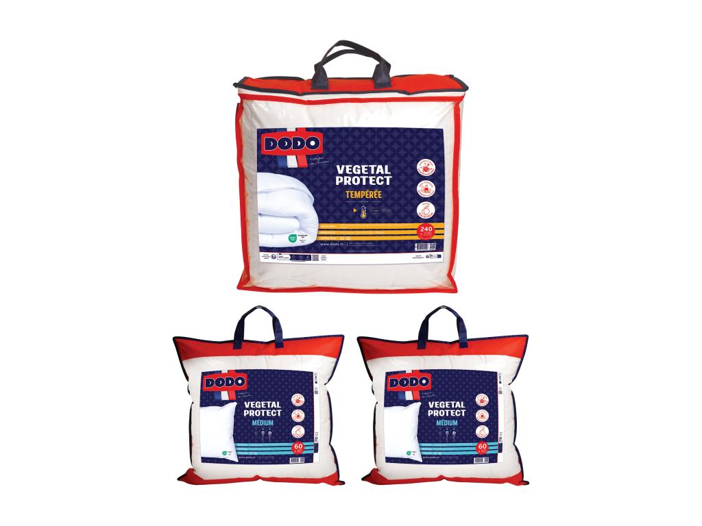 Dodo Pack Couette 220x240 Cm + 2 Oreillers 60x60 Cm Splendeur - Blanc