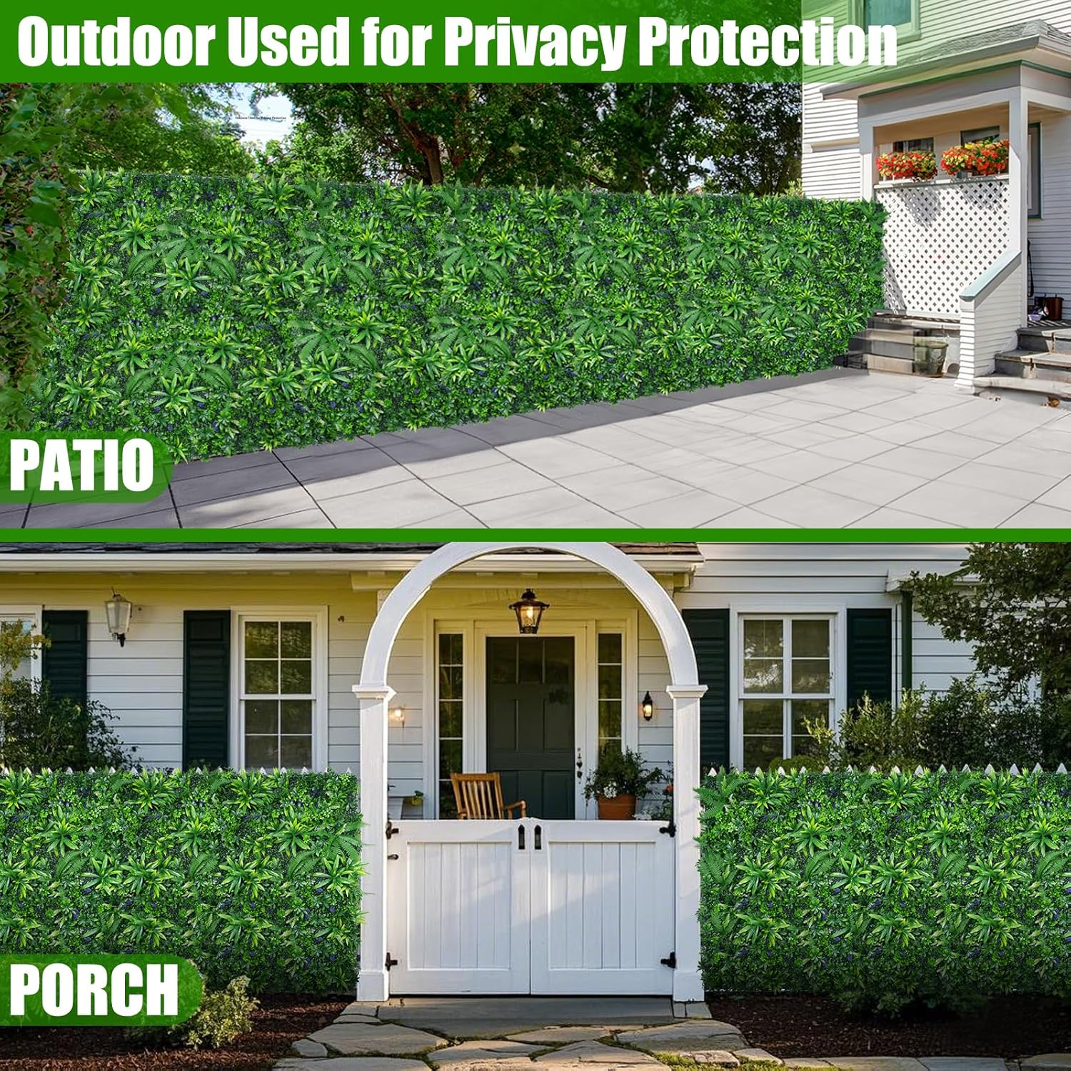 Lot de 4 haies murales artificielles, écrans de protection et d'intimité pour jardin, toile de fond en gazon synthétique, protection UV, 50 cm x 50 cm - 3