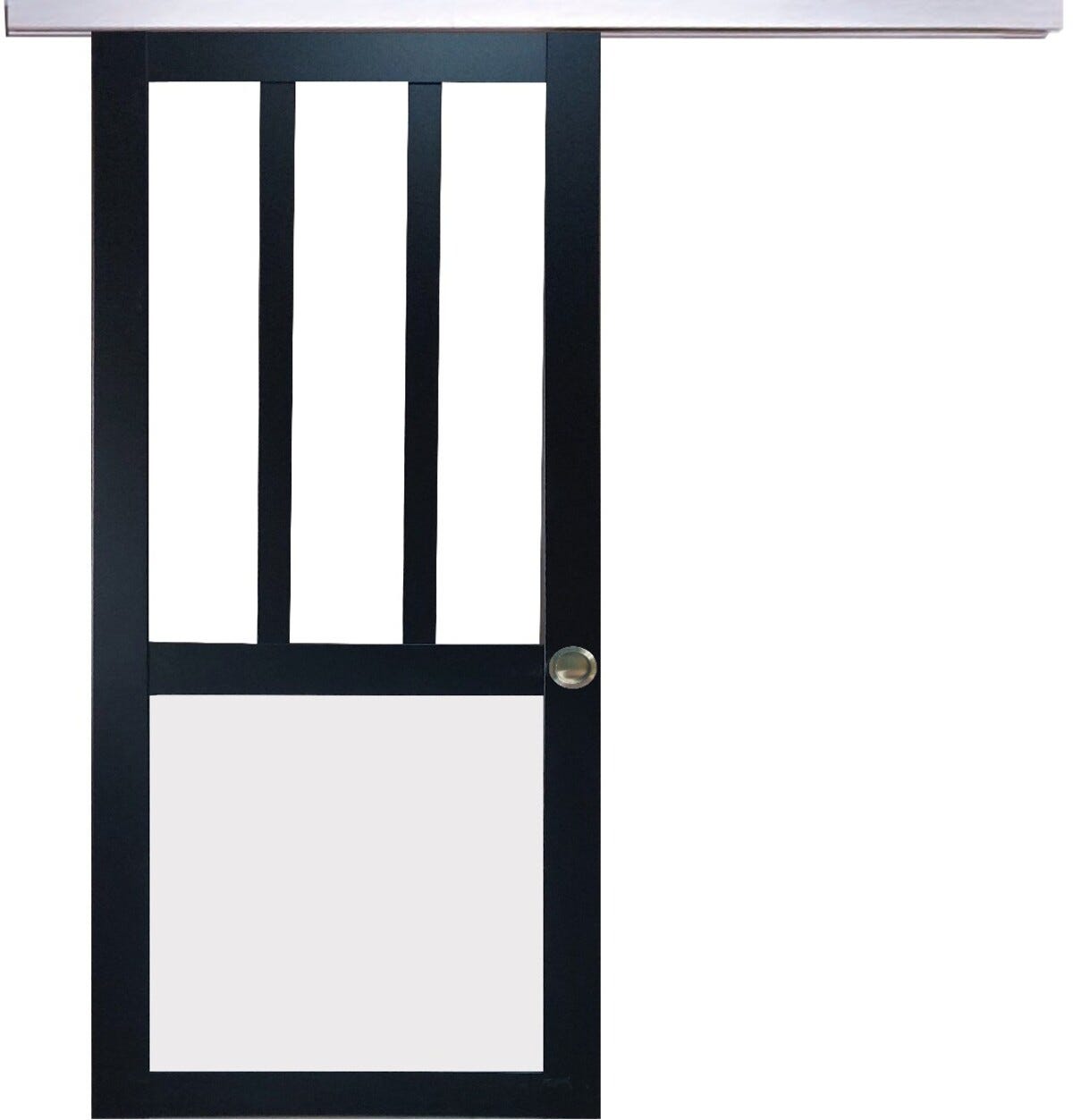 Porte Coulissante Atelier Noir Et Blanc Vitree H204 X L73 + Rail Alu Et ...