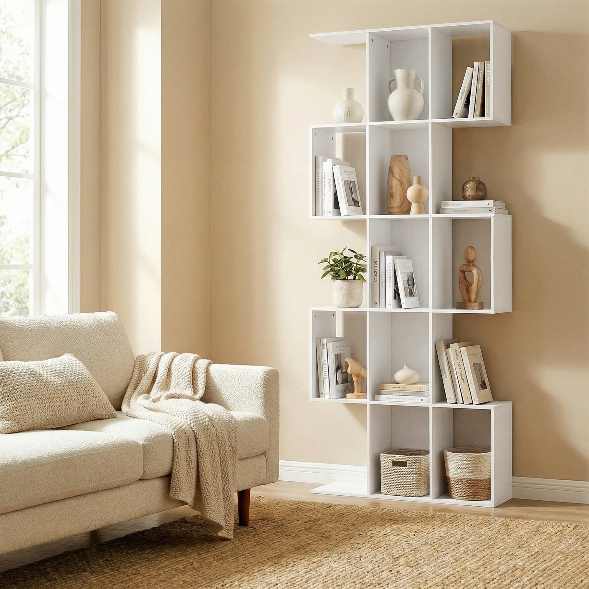 Estantería para Libros HOMCOM MDF Blanco 80x24x200 cm - 5