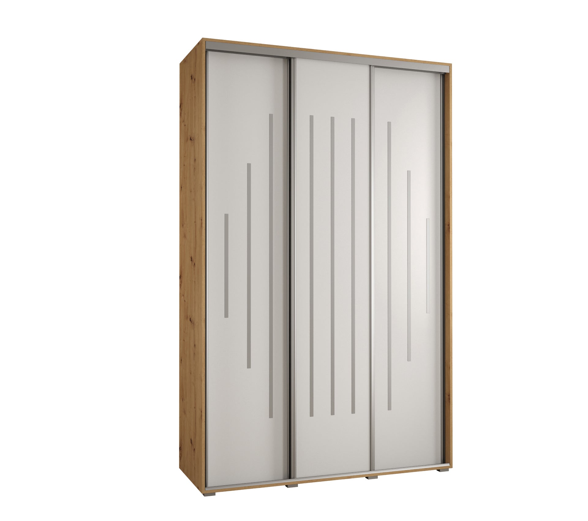 Szafa przesuwna wysoka Davos 12 150 x 60 x 235,2 cm artisan + biały + u. srebrny - Abiks Meble