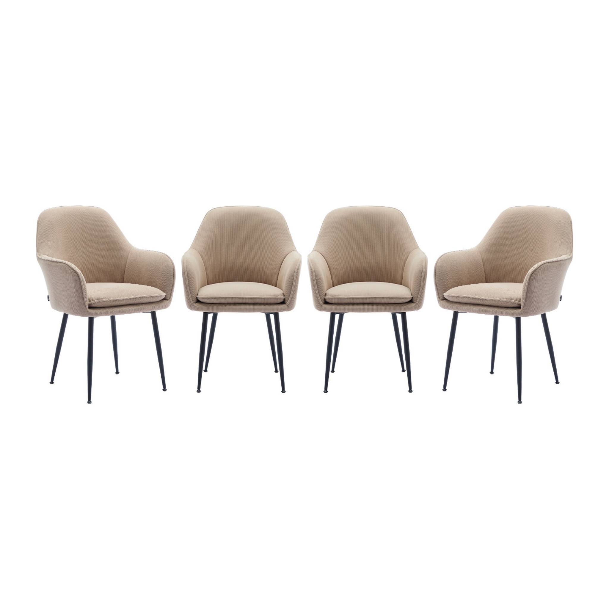 Set di poltrone in velluto a coste con gambe in metallo nero