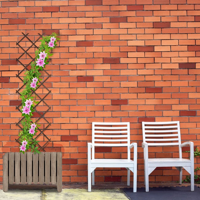 Relaxdays Set 3 Tralicci Legno Per Piante Rampicanti 180x60cm - Grigliato Estensibile Fiammato Per Giardino - Foto 5