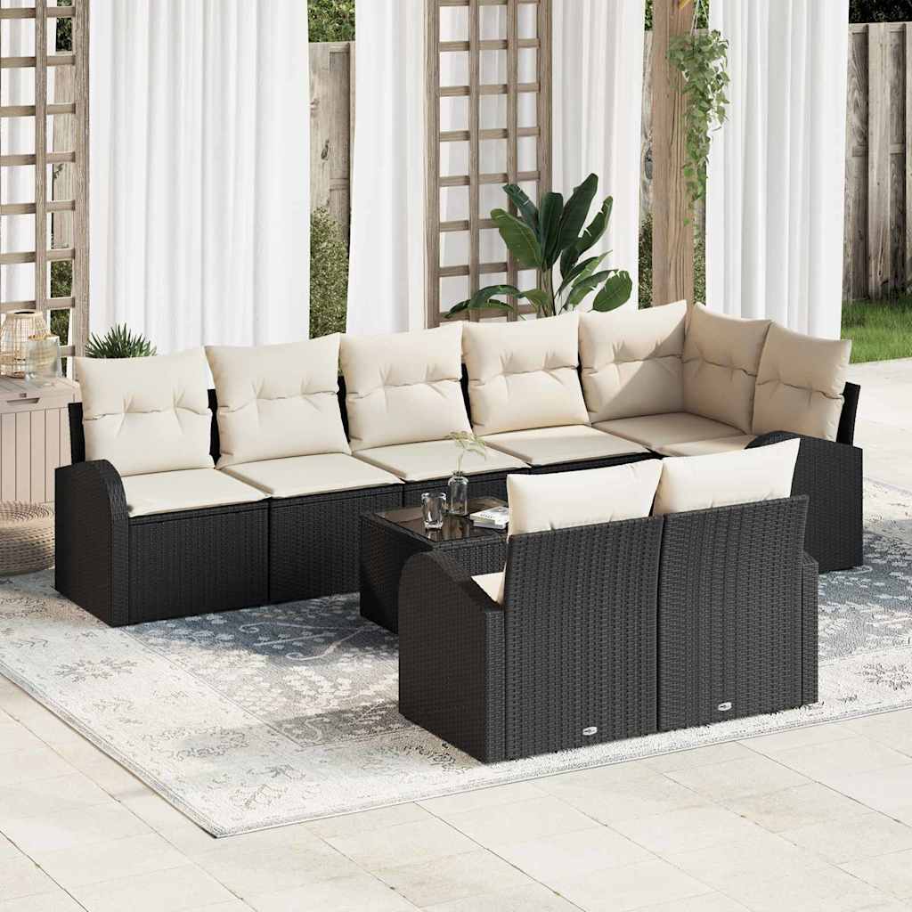 Zestaw Sof na Ogród Czarny i kremowy 55 x 55 x 37 cm polirattan vidaXL