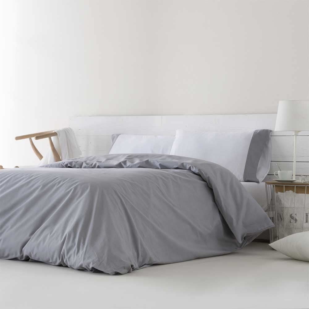 Cotton artean - funda nórdica izki gris 100% algodón orgánico gris cama 180