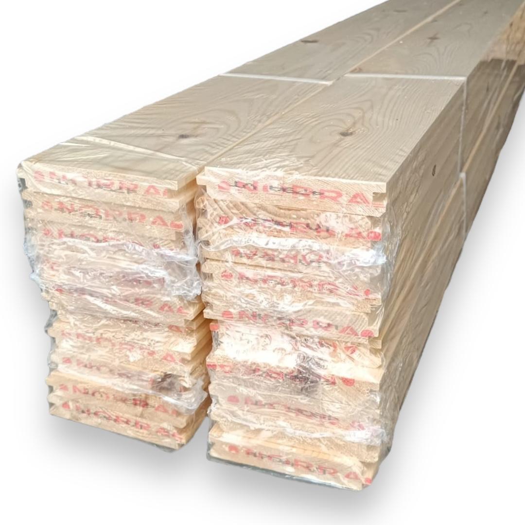 Revestimento de parede ou tecto em madeira de abeto macho e fêmea biselado 1,9x14,6x235 cm 4,20 m2/caixa (12 ripas) - 7