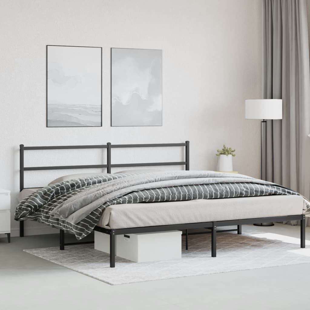 Estructura cama sin colchón con cabecero metal negro 180x200 cm vidaXL - 5