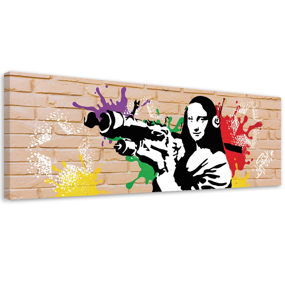 Obraz na płótnie, Banksy Mona Lisa i Bazooka 90x30