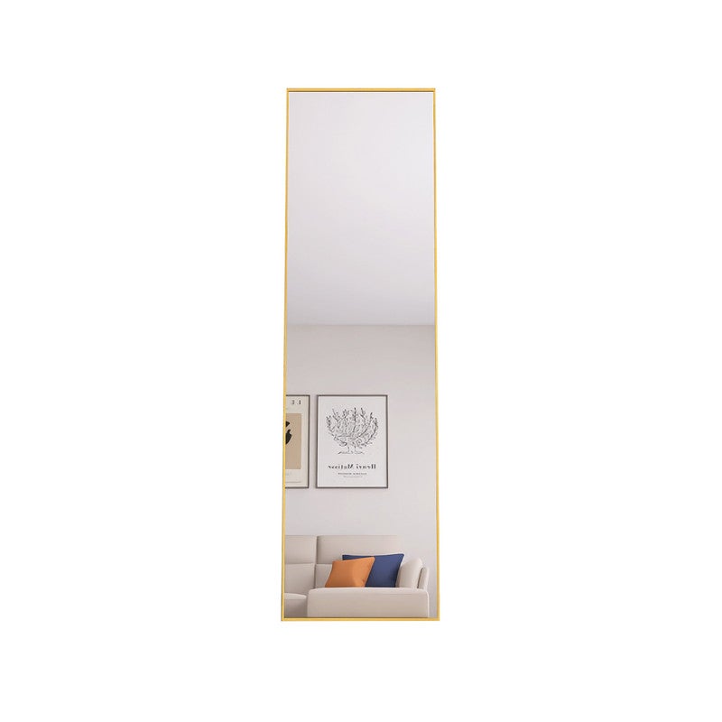 Miroir sur pied - Miroir chambre - Miroir rectangulaire - 140x40 cm - Verre trempé - Cadre en alliage d'aluminium - Doré - 9