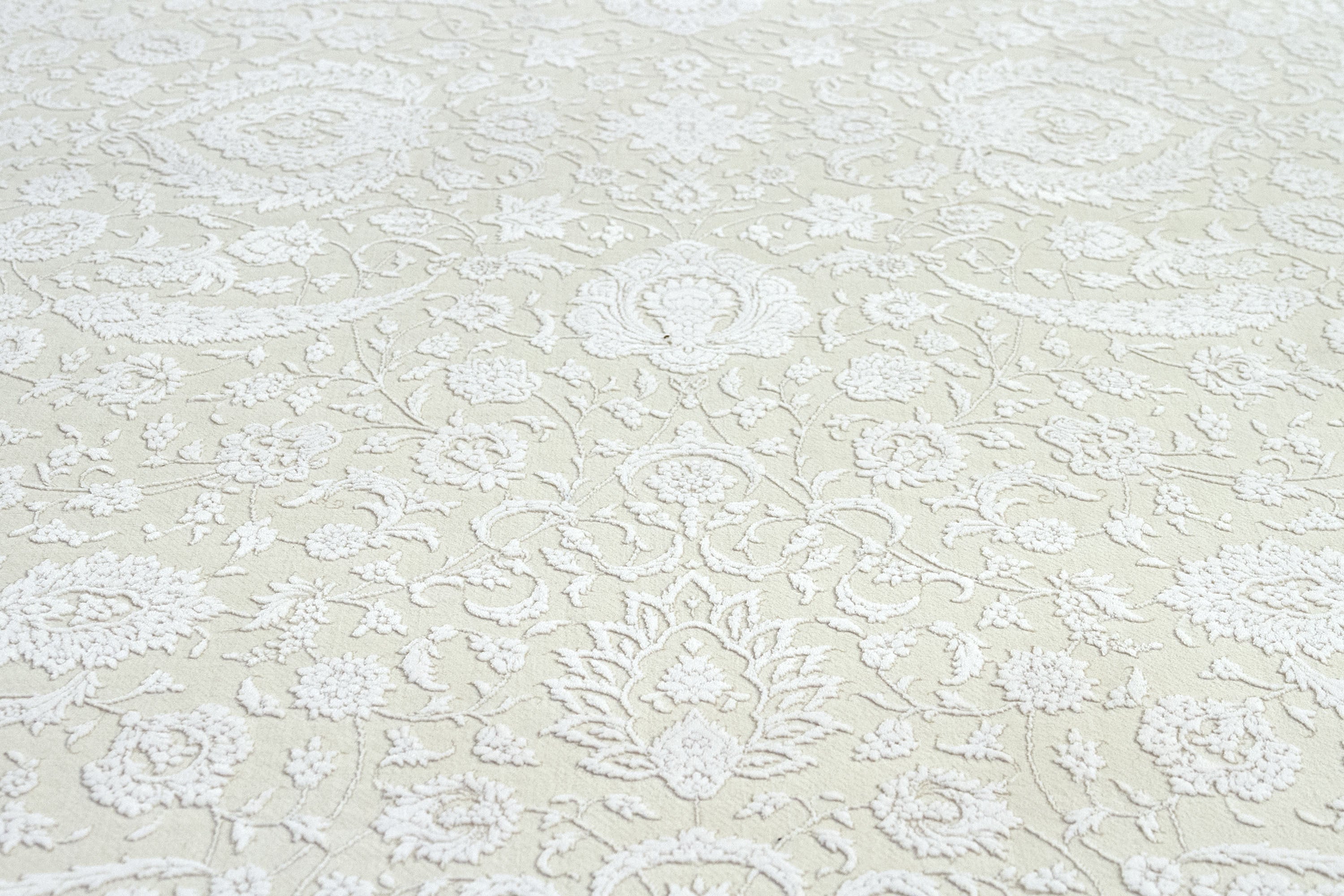 Hamid - Tapis 300x200cm blanc motif floral oriental - 2