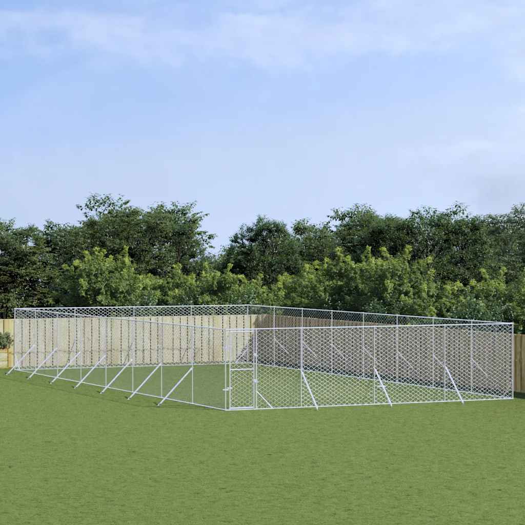 Kojec zewnętrzny dla psa, srebrny, 8x16x2 m, stal galwanizowana vidaXL