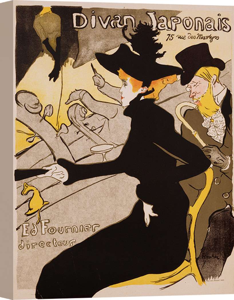 Reproduction Toile Affiche Le Divan Japonais De Toulouse-Lautrec - Coton, Multicolore, Neuf