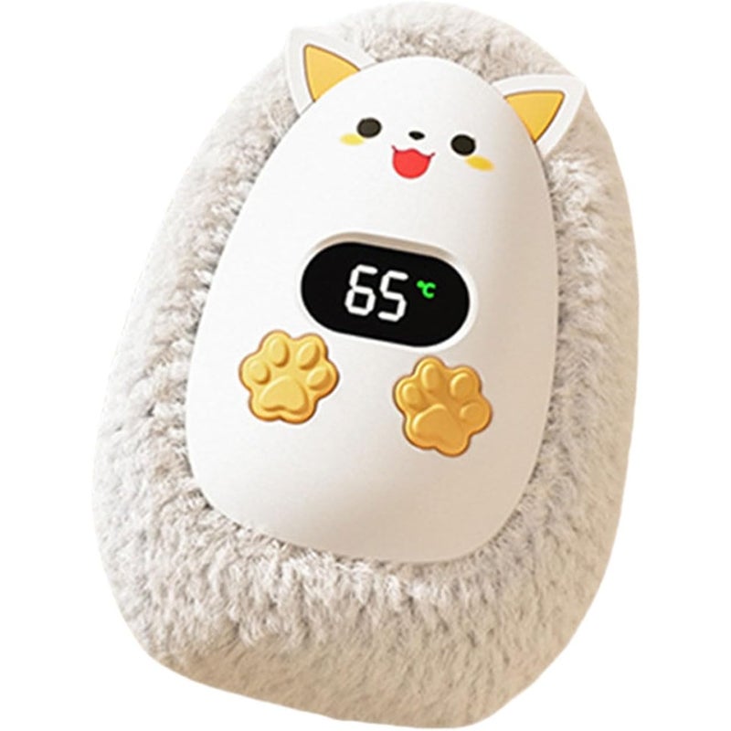 Przenośny ogrzewacz do rąk z 3 prędkościami i cyfrowym wyświetlaczem do ładowania – na zimę – Pluszowy ogrzewacz do rąk z inteligentnym wyświetlaczem