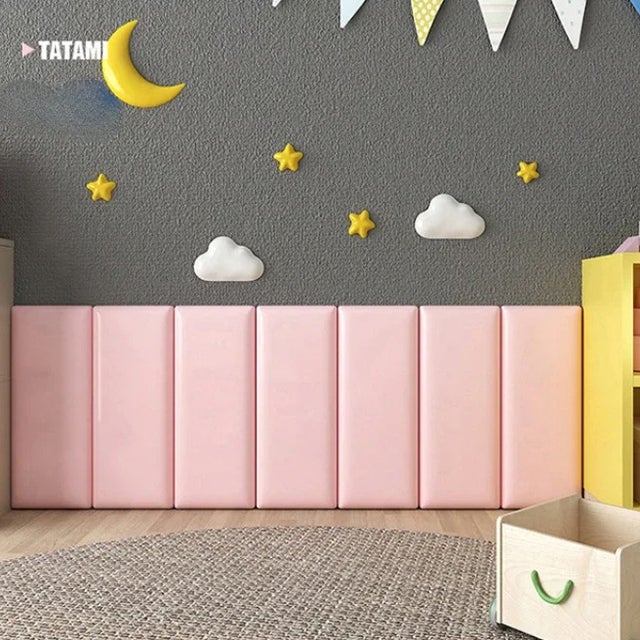4 peças de revestimento de parede anticolisão 3D, painéis de parede à prova de som, tapetes de parede macios autocolantes, rosa, 30 x 60 cm