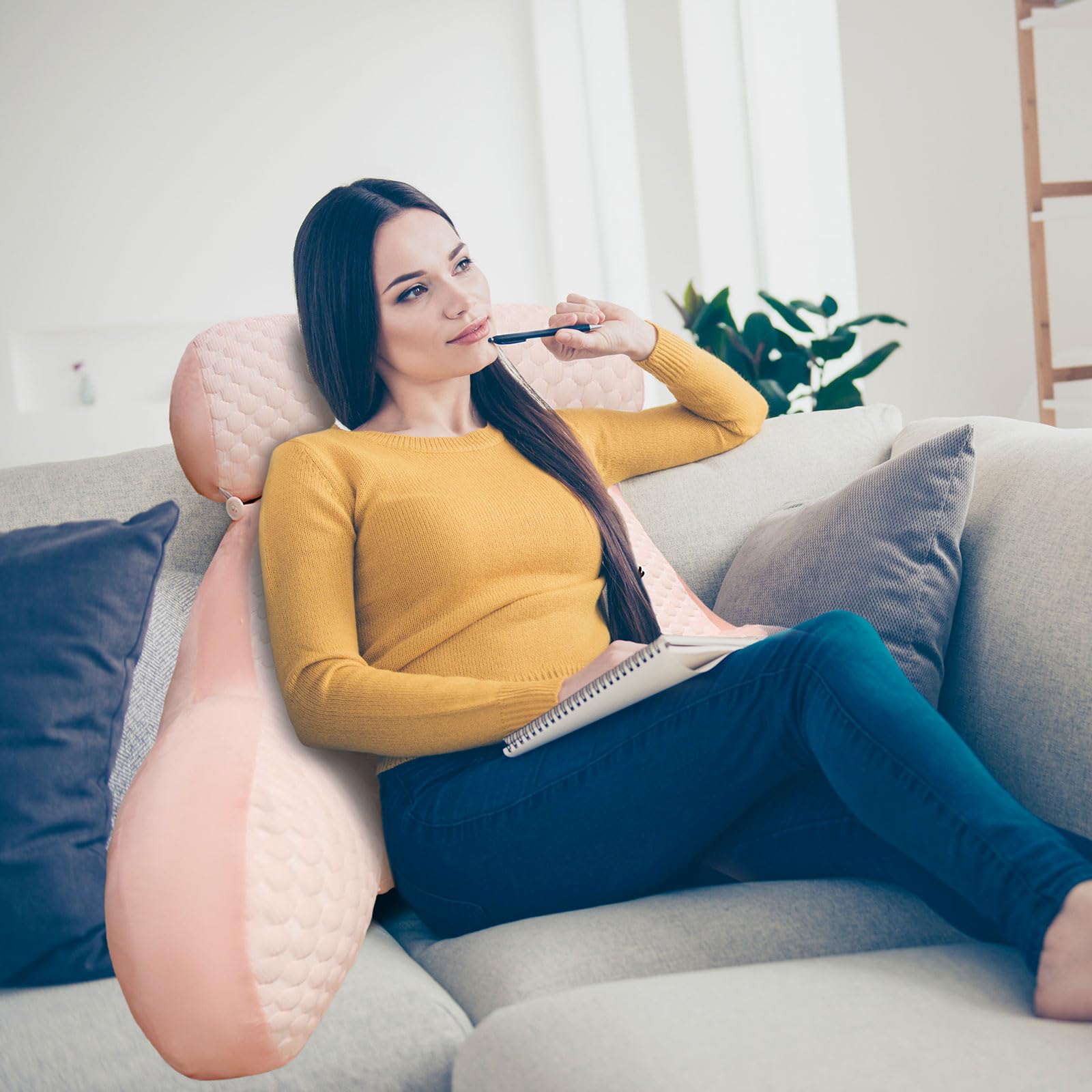 Coussin de lecture, Coussin de dossier Canapé, Coussin de lecture Lit adulte avec support de cou/bras pour soutien lombaire au lit, 70 x 50 cm - 4