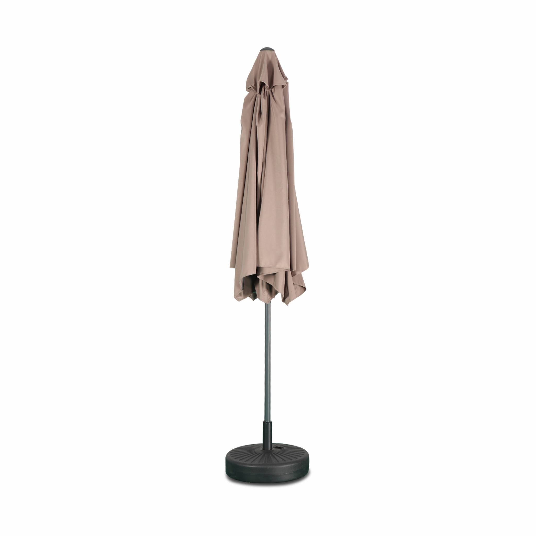 Parasol droit rond Ø300cm - Touquet Taupe - mât central en aluminium orientable et manivelle d'ouverture TOUQUET - 7