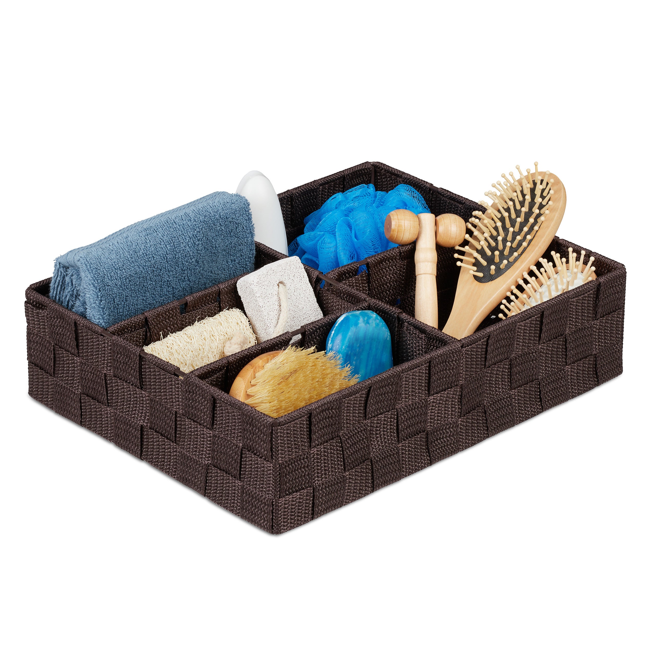 Valigia Portaoggetti In Finto Rattan Intrecciato A Mano - Cesto Multiuso Vintage Con Chiusura, Per Cosmetici, Picnic O Regali - Viola, Taglia M (26x17x11 Cm)