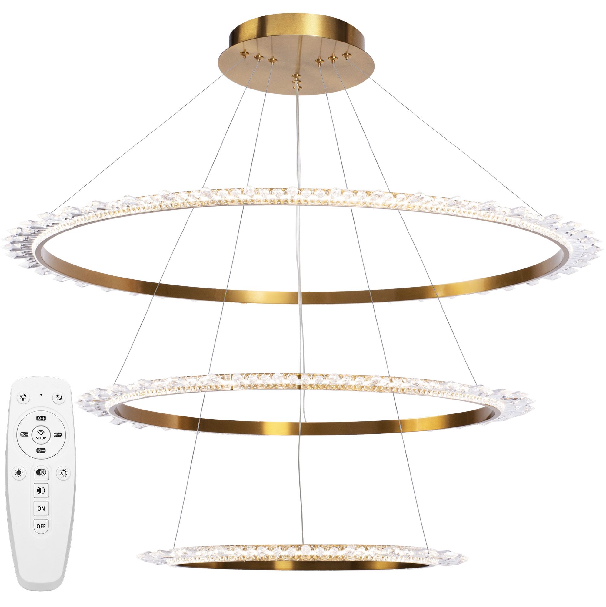 Lampa Sufitowa Kryształowa Led Toolight Led App1609-3C Złoty
