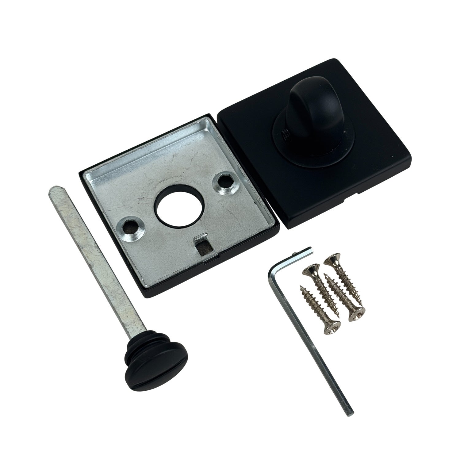 2 rosaces de poignée de porte carrées Mies condamnation, Aluminium noir mat - 6