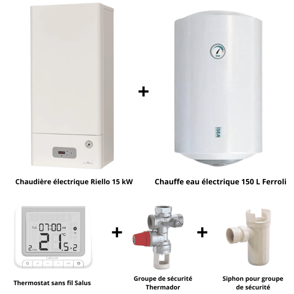 Pack chaudière électrique 3 à 15 Kw + chauffe eau 150 L + accessoires — free download