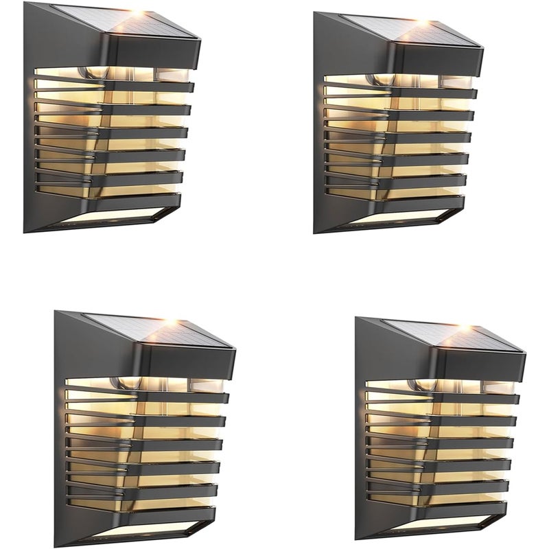 Zestaw 4 zewnętrznych lamp solarnych, lamp solarnych ogrodowych, 2 tryby oświetlenia, wodoszczelność IP54, do ogrodu, na ogrodzenie, patio, schody, ś