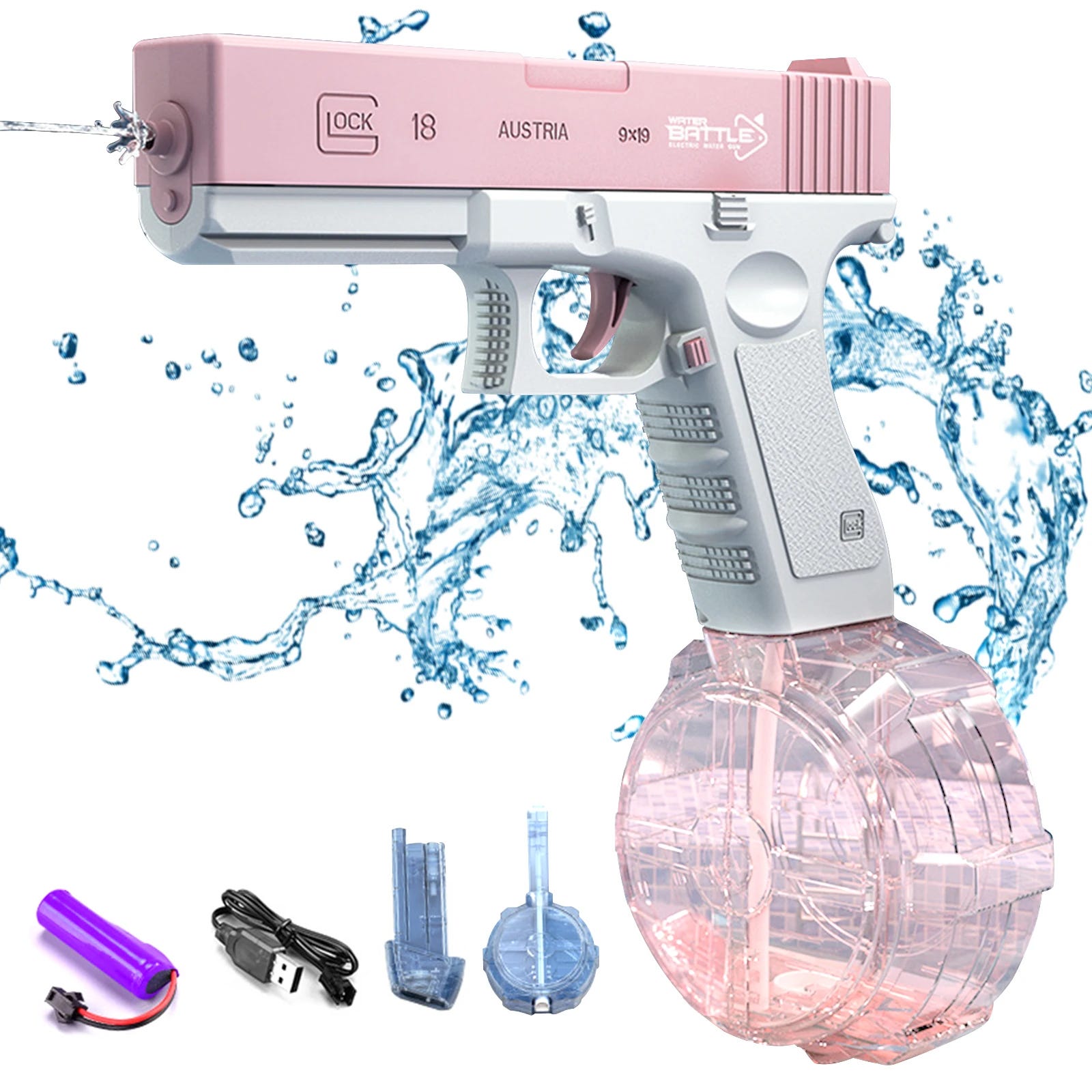 Pistolet à eau Gatling Pistolets à eau électriques avec lumière de tir LED pour adultes Pistolet à eau automatique à jet d'eau Jouet d'été en plein air pour enfants Pistolet à eau Gatling Pistolets à eau électriques avec lumière de tir LED pour adultes Pistolet à eau automatique à jet d'eau Jouet d'été en plein air pour enfants
