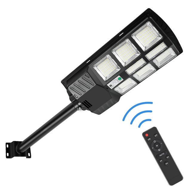 Lampione Solare A LED 300W Con Staffa E Telecomando – 180 LED, Sensore Movimento, Per Esterni Giardino E Vialetti