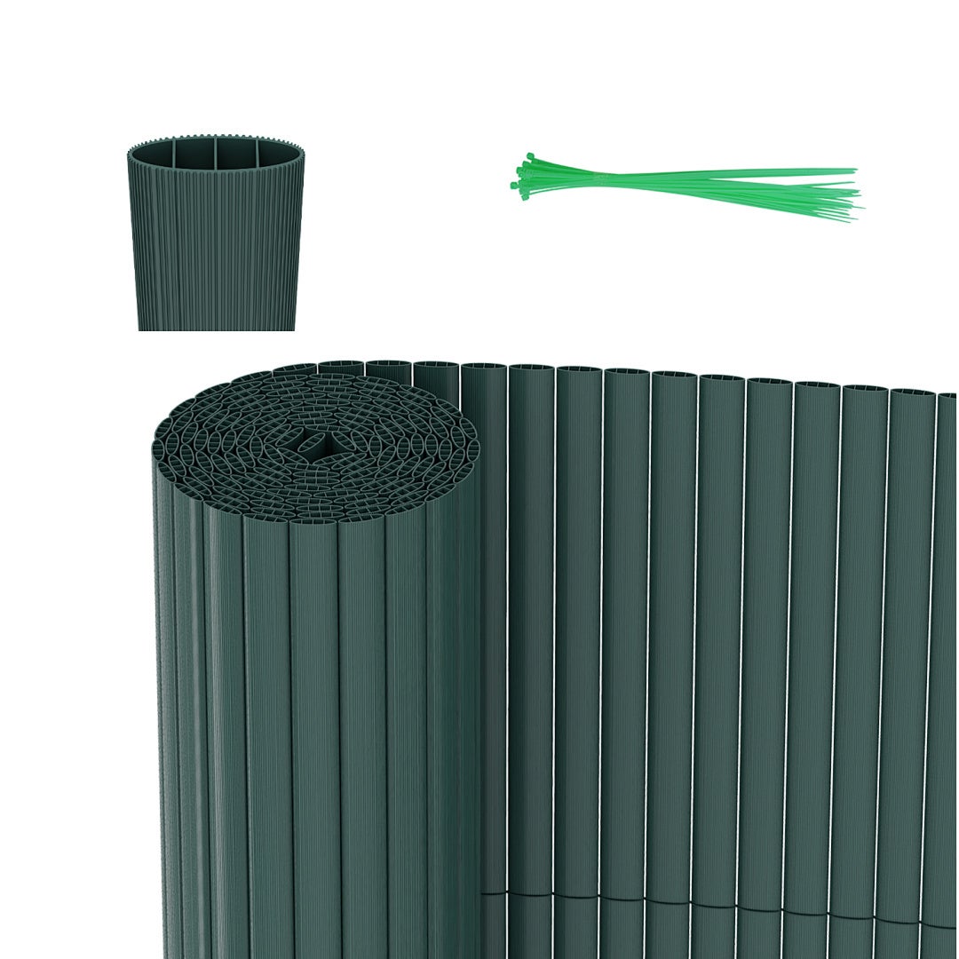 Solidna mata PVC – Zewnętrzna osłona prywatności do ogrodu, tarasu i ogrodzenia Zielony 140 x 600cm