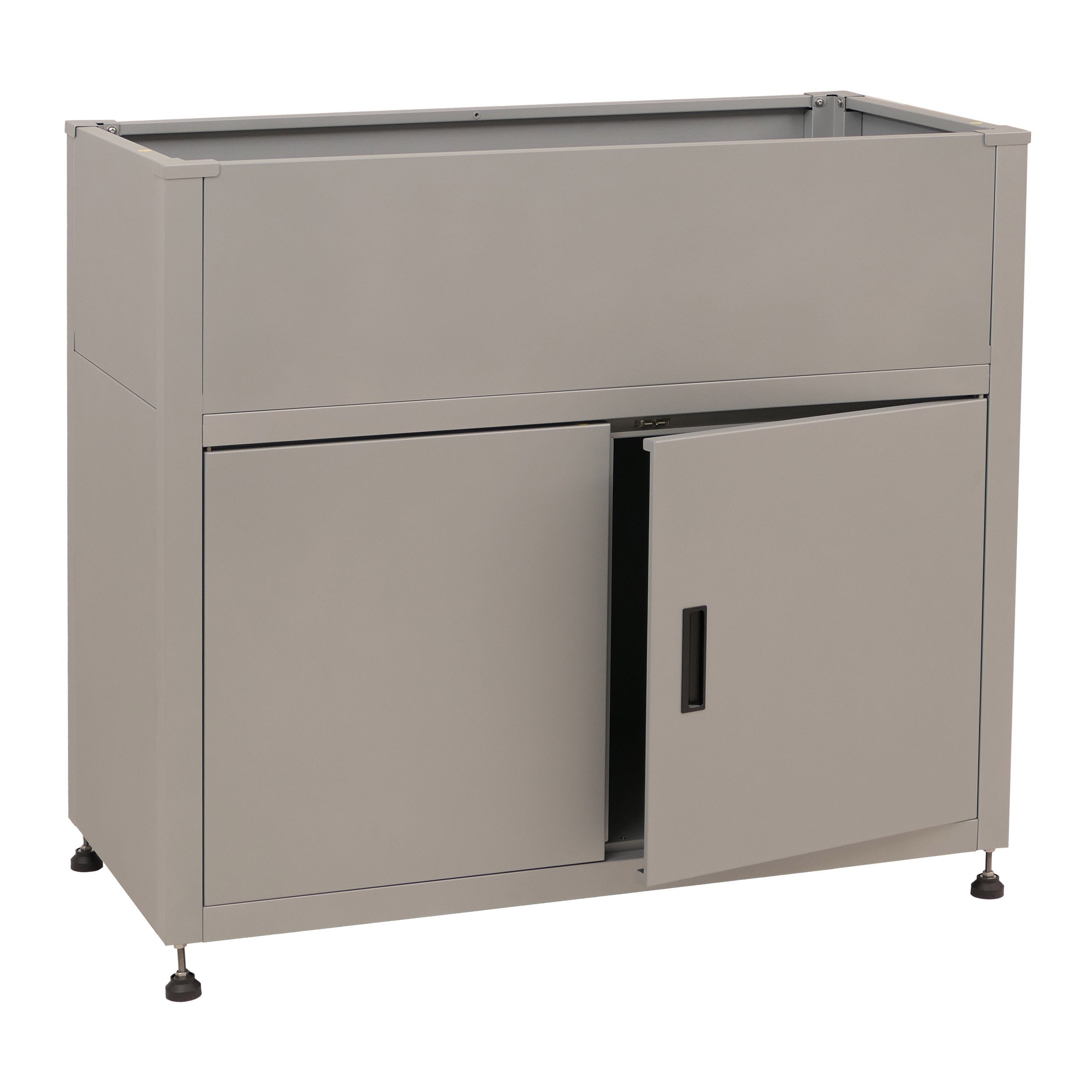 Podwyższona grządka HWC-O85, metalowa podwyższona grządka, skrzynka na kwiaty, donica, schowek, metal 33 kg 91 x 101 x 51 cm ~ szara