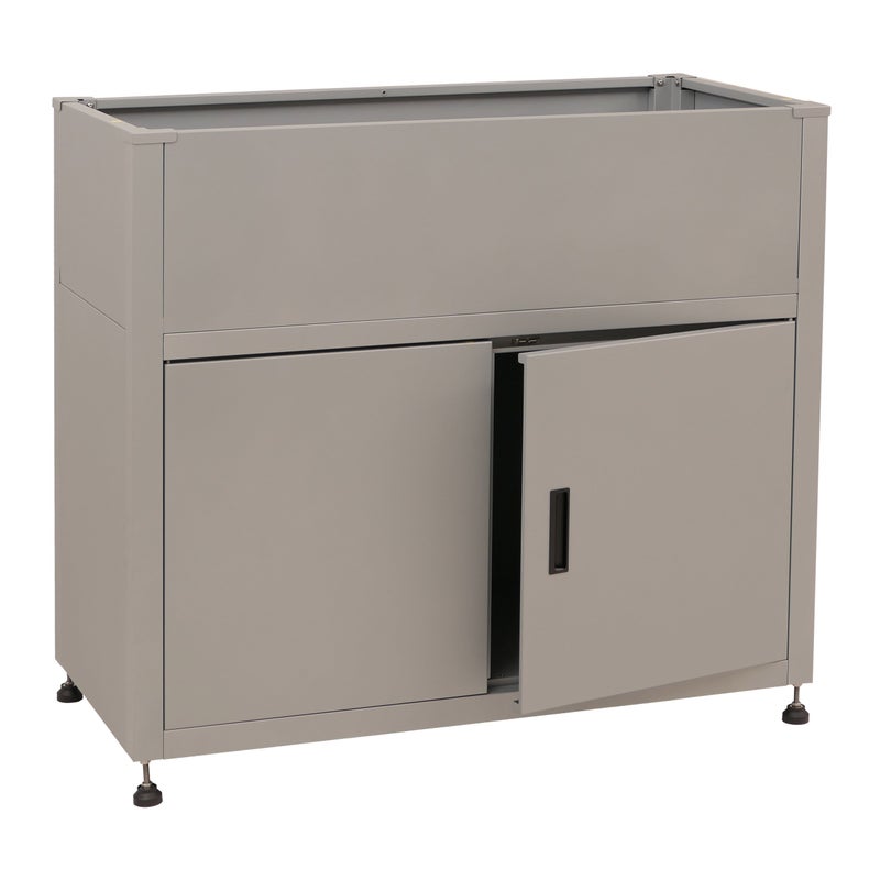 Podwyższona grządka HWC-O85, metalowa podwyższona grządka, skrzynka na kwiaty, donica, schowek, metal 33 kg 91 x 101 x 51 cm ~ szara